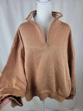 NWT PINK Victoria’s Secret Oversized Quarter Zip Fleece Pullover Sweatshirt XL.